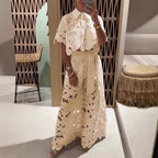 Damen Set im modernen Blumendesign mit cropped Bluse und Maxi-Rock R&B