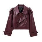 Damen modische kurze jacke im urbanen Stil mit Schulterdetails