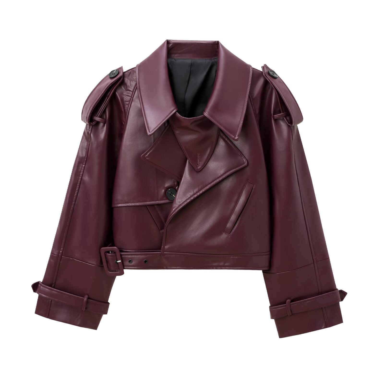 Damen modische kurze jacke im urbanen Stil mit Schulterdetails