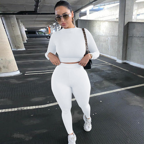 Damen Sportliches Set mit hochgeschlossenem Oberteil und enganliegenden Leggings R&B