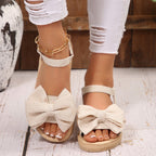 Damen Espadrilles Sandalen mit großem Schleifen-Detail R&B