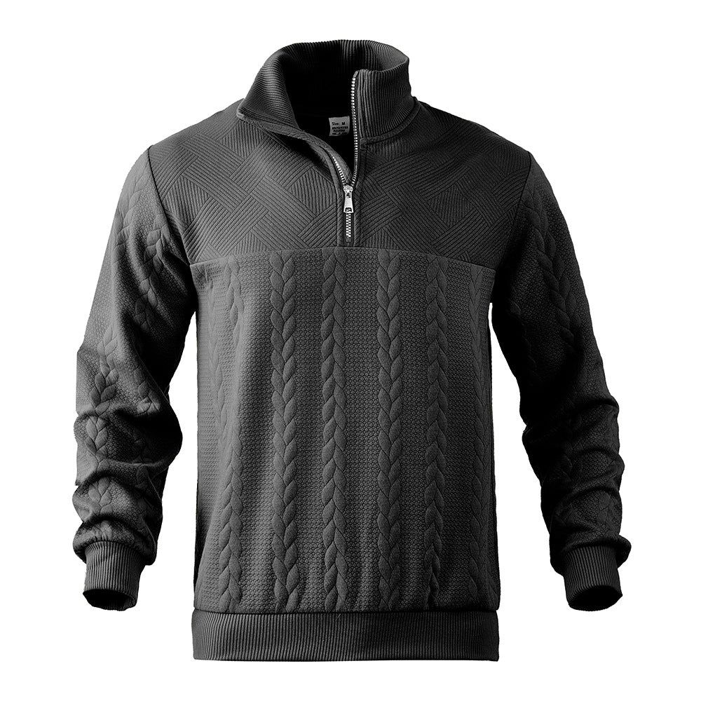 Herren Pullover mit strukturierter Optik und hohem Kragen R&B