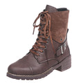 Damen Schnürstiefel mit modischem Wildleder-Detail und robustem Blockabsatz R&B