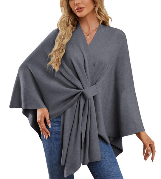 Damen Eleganter Wickelpullover mit asymmetrischem Schnitt R&B