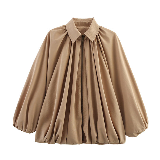 Damen leichtes Oversized-Blusenshirt mit Rüschendesign R&B