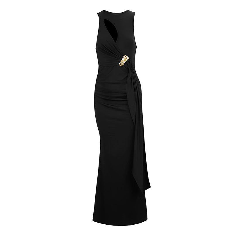 Damen figurbetontes Abendkleid mit asymmetrischem Schnitt und eleganter Drapierung R&B