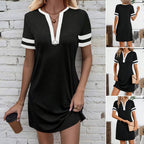 Damen sportliches Freizeitkleid mit Reißverschluss und kontrastierenden Ärmeln R&B