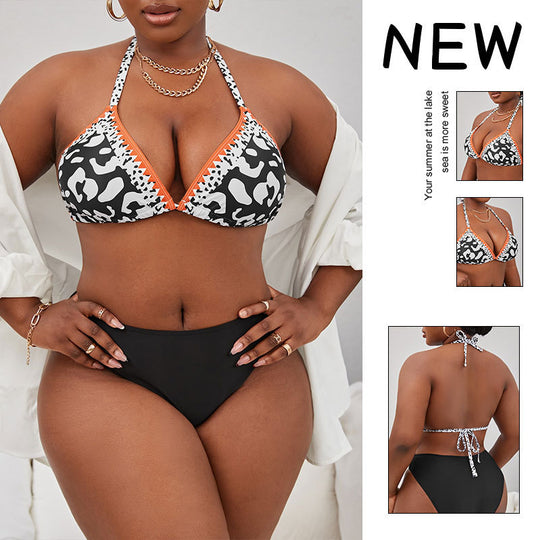 Damen Triangel-Bikini mit auffälligem Muster und verstellbaren Trägern R&B
