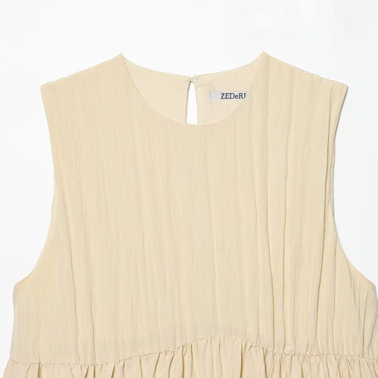 Damen luftiges Maxikleid mit plissierten Details und schmeichelndem Schnitt R&B