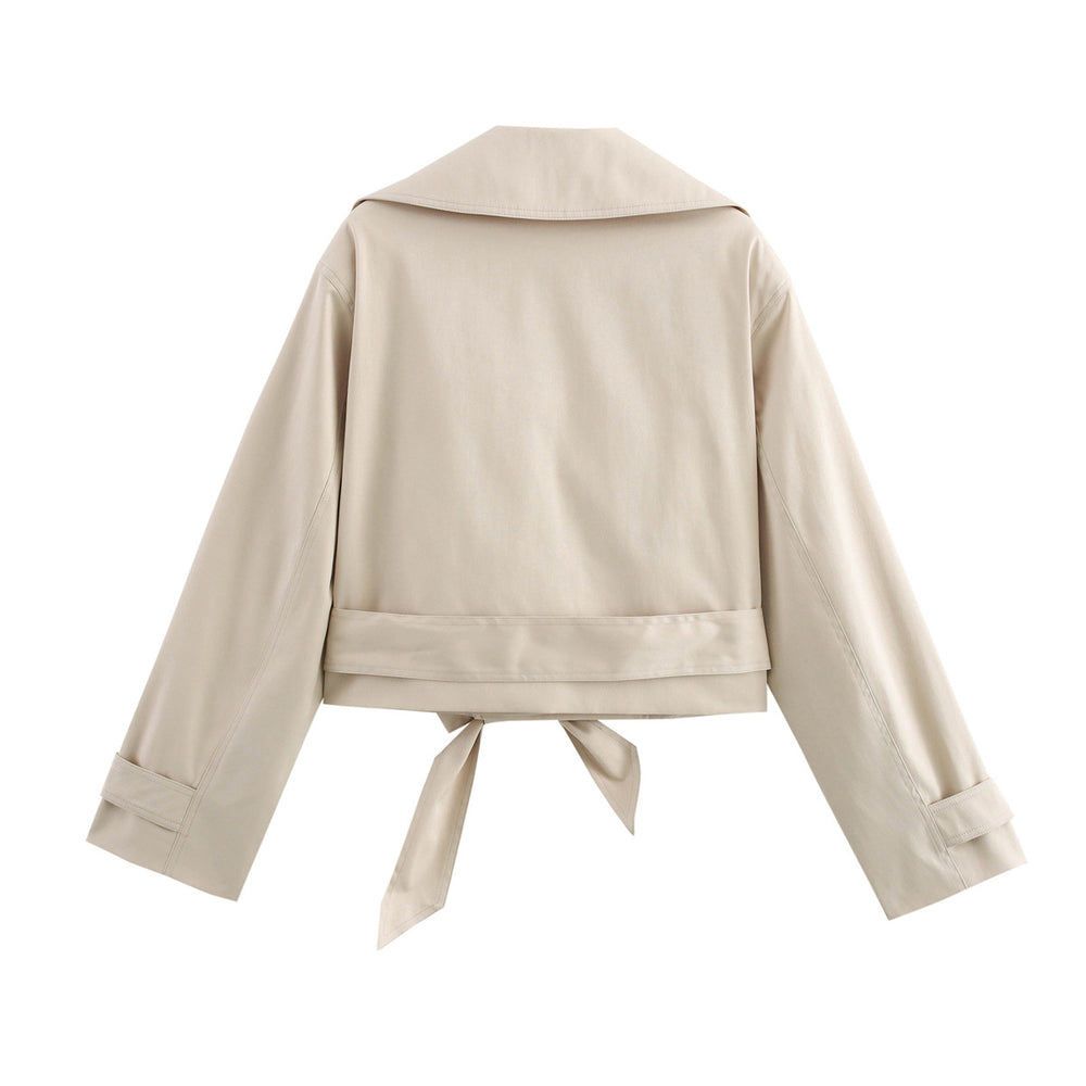 Damen kurze Trenchjacke mit eleganter Taillierung und praktischen Taschen R&B