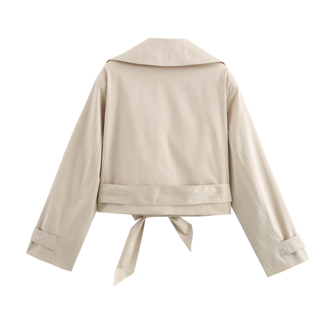 Damen kurze Trenchjacke mit eleganter Taillierung und praktischen Taschen R&B