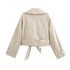 Damen kurze Trenchjacke mit eleganter Taillierung und praktischen Taschen R&B