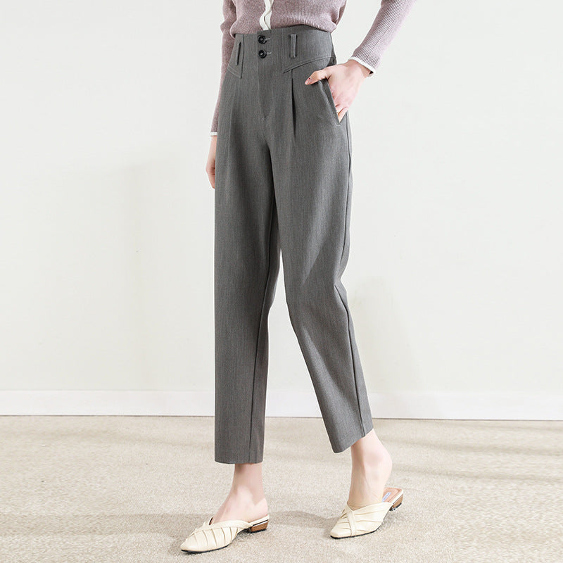 Damen Bundfalten Stoffhose mit schmalem Bein