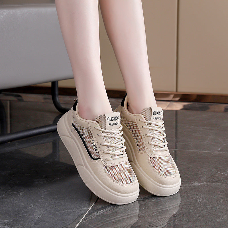 Damen modische Sneakers mit atmungsaktiven Mesh-Einsätzen und hoher Laufsohle R&B