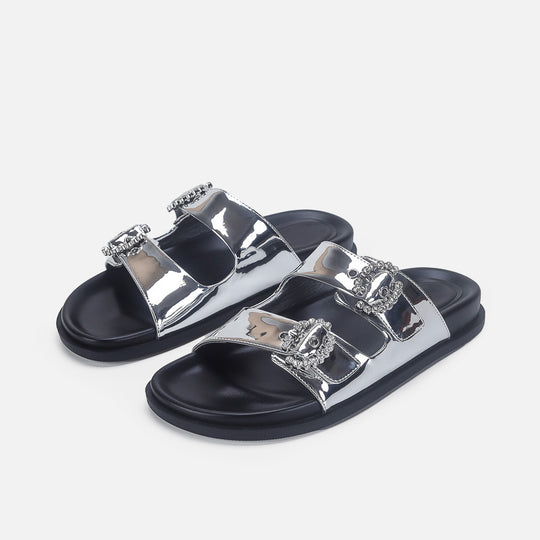Damen Designer Zehentrenner-Sandalen mit dekorativem Riemendesign und komfortablem Fußbett R&B