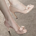 Damen elegante High-Heel Pumps mit dekorativem Schleifendesign R&B