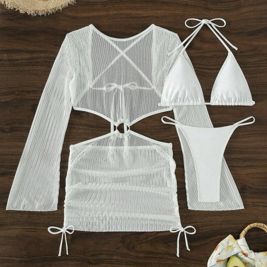Damen Cut-Out Strandskleid R&B