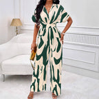 Damen Jumpsuit mit weiten Ärmeln und elegantem Gürtel R&B