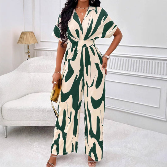 Damen Jumpsuit mit weiten Ärmeln und elegantem Gürtel R&B