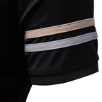 Herren nan atmungsaktives elastisches Poloshirt mit kurzem Reißverschluss und Kontraststreifen an Ärmeln R&B