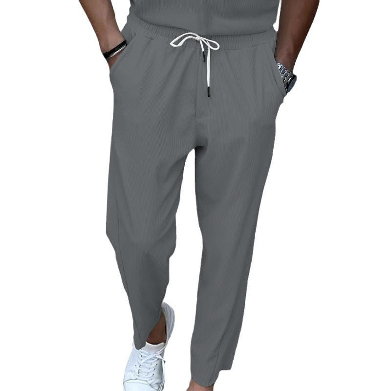 Herren nan leichte Leinenhose mit Tunnelzug, elastischem Bund und geradem Schnitt R&B