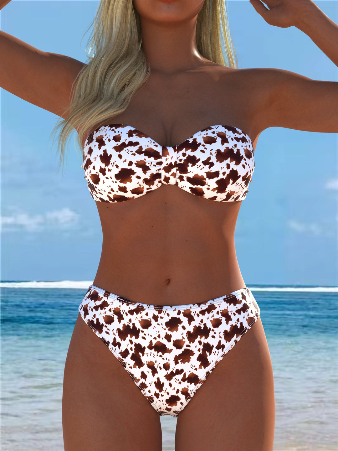 Damen Wickelbikini-Set mit animalischem Muster und hoher Taille R&B