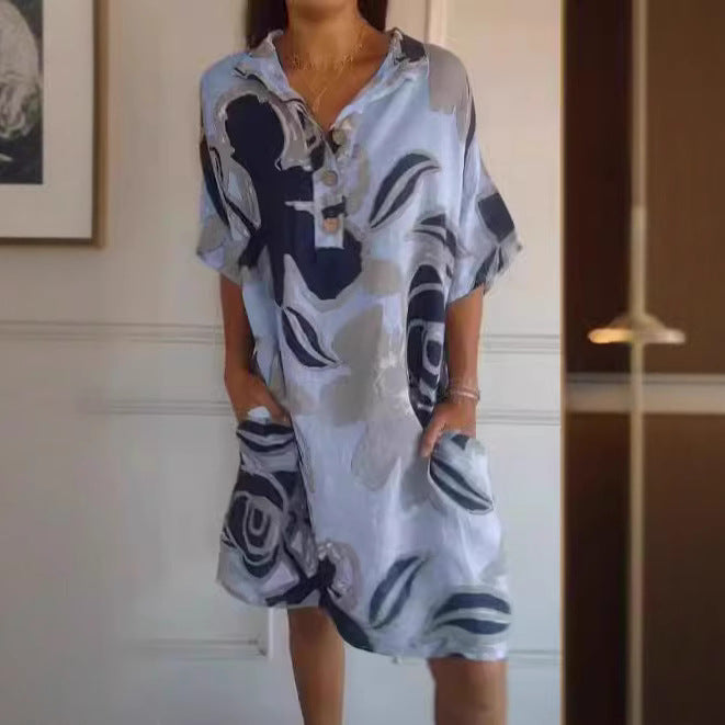 Damen lässiges Kapuzenkleid mit floralem Design R&B