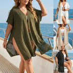 Damen luftiger Strandponcho mit einem eleganten Häkelmuster R&B