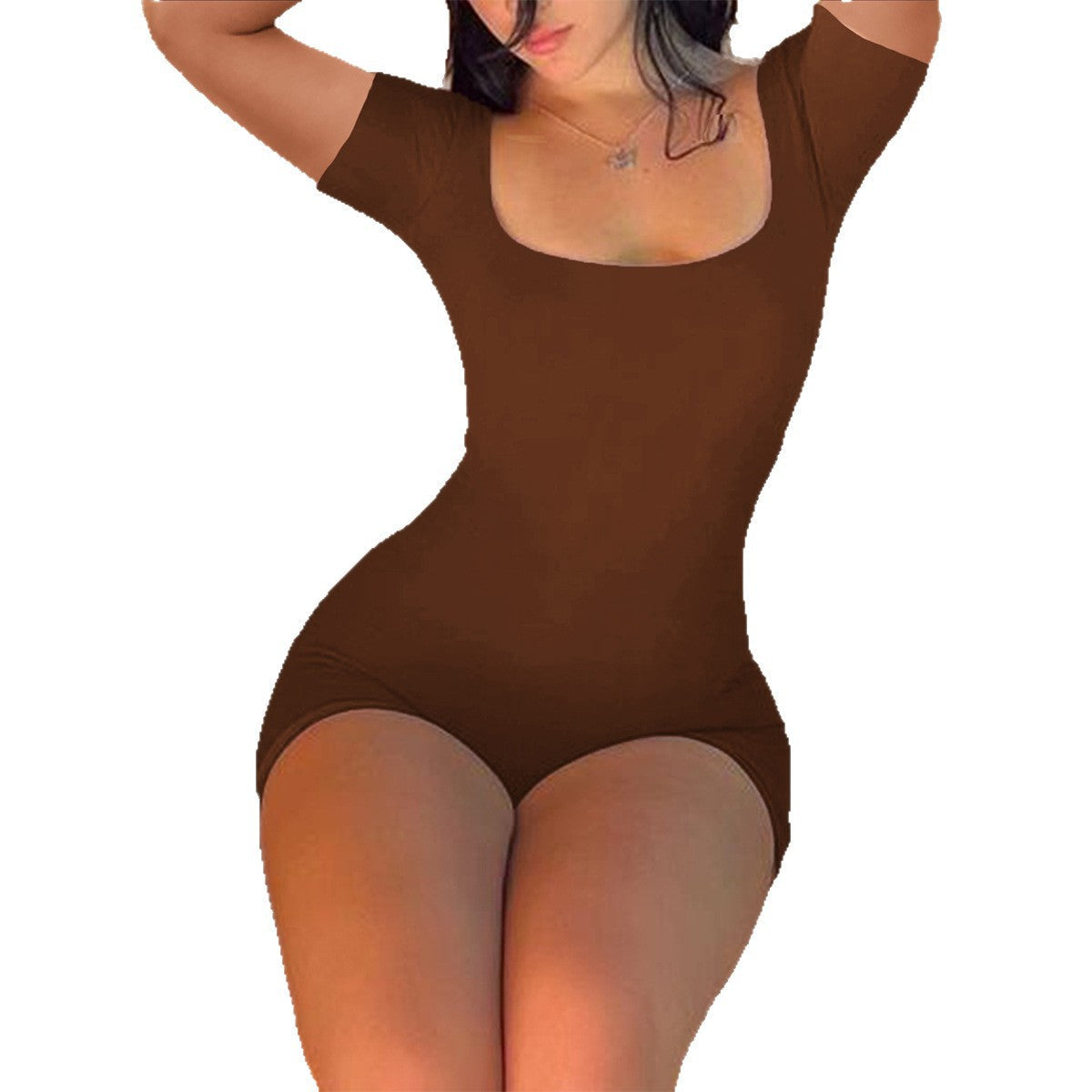 Damen Figurbetontes Body mit kurzen Ärmeln R&B