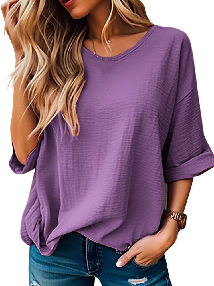 Damen lässiges Oversize-T-Shirt mit strukturiertem Gewebe R&B
