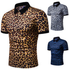 Herren Polo-Shirt mit aufregendem Leopardenmuster und modernem Schnitt