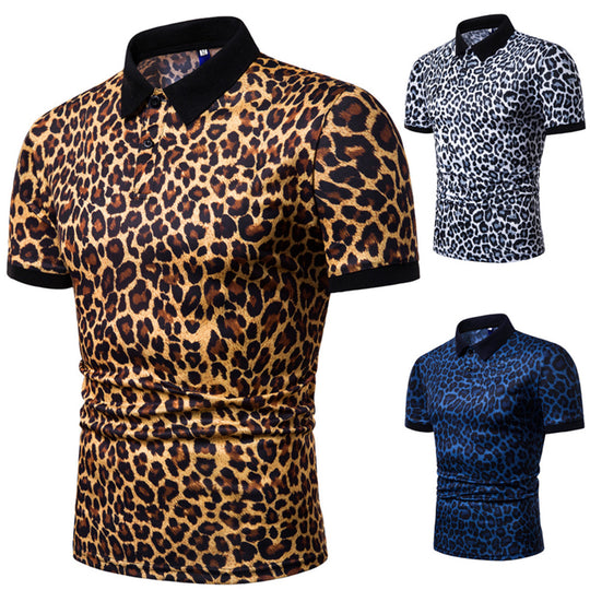 Herren Polo-Shirt mit aufregendem Leopardenmuster und modernem Schnitt R&B