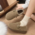 Damen Clogs mit weichem Kunstfellfutter und dekorativem Schnallenverschluss R&B