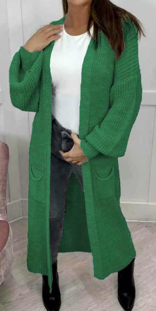 Damen Grobstrick-Cardigan im romantischen Design mit offenen Ärmeln R&B