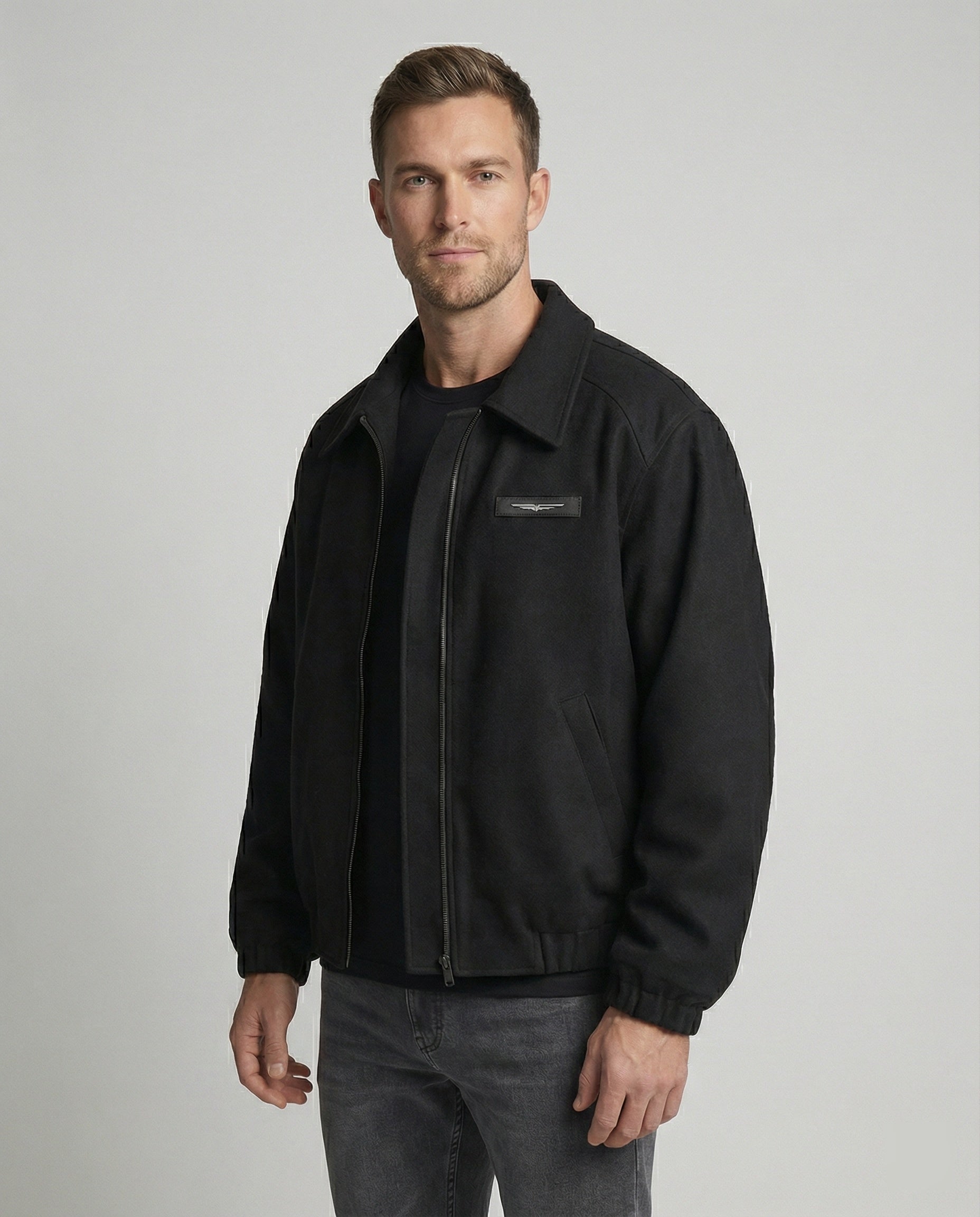 Retro American Style Herren Jacke Khaki mit Schulterpolstern Herbst
