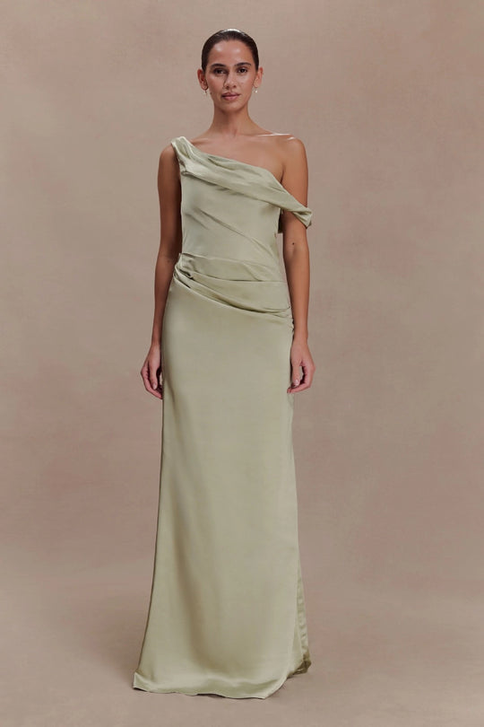 Damen Elegantes asymmetrisches Maxikleid mit raffinierter Drapierung R&B