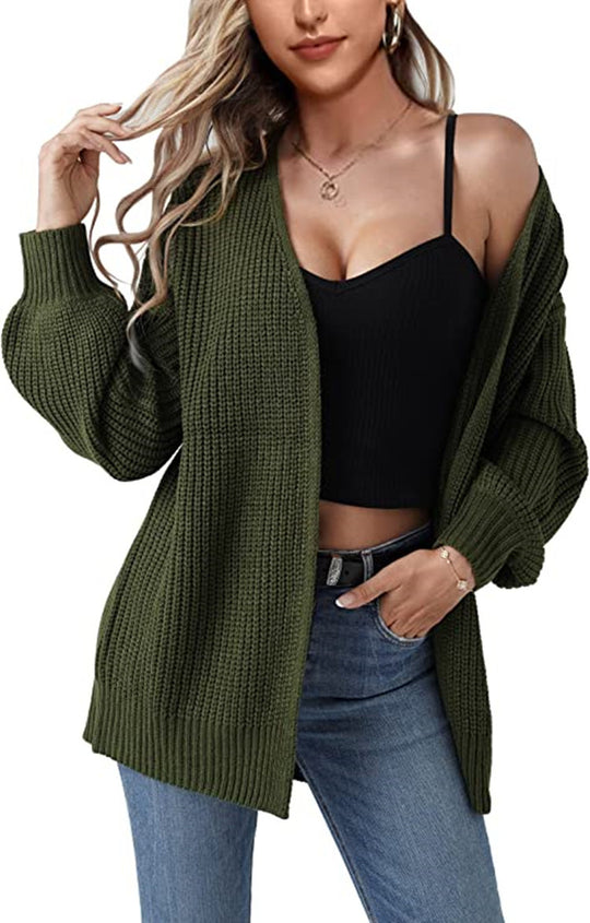 Damen Lässiger Strickcardigan mit beeindruckendem strukturiertem Design und lässigem Schnitt R&B