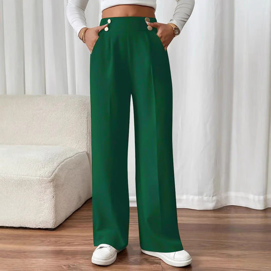 Damen Weit geschnittene Hose mit eleganter Knopfdetail R&B