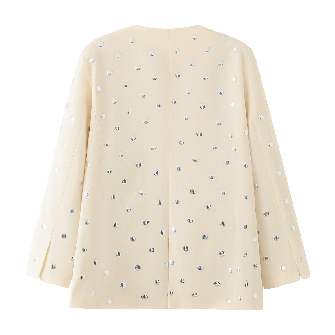 Damen eleganter Blazer mit funkelnden Pailletten und modernem Schnitt R&B