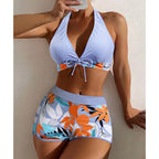 Damen Bikini-Set mit sportlichem High-Waist-Schnitt und verspieltem Blumenmuster