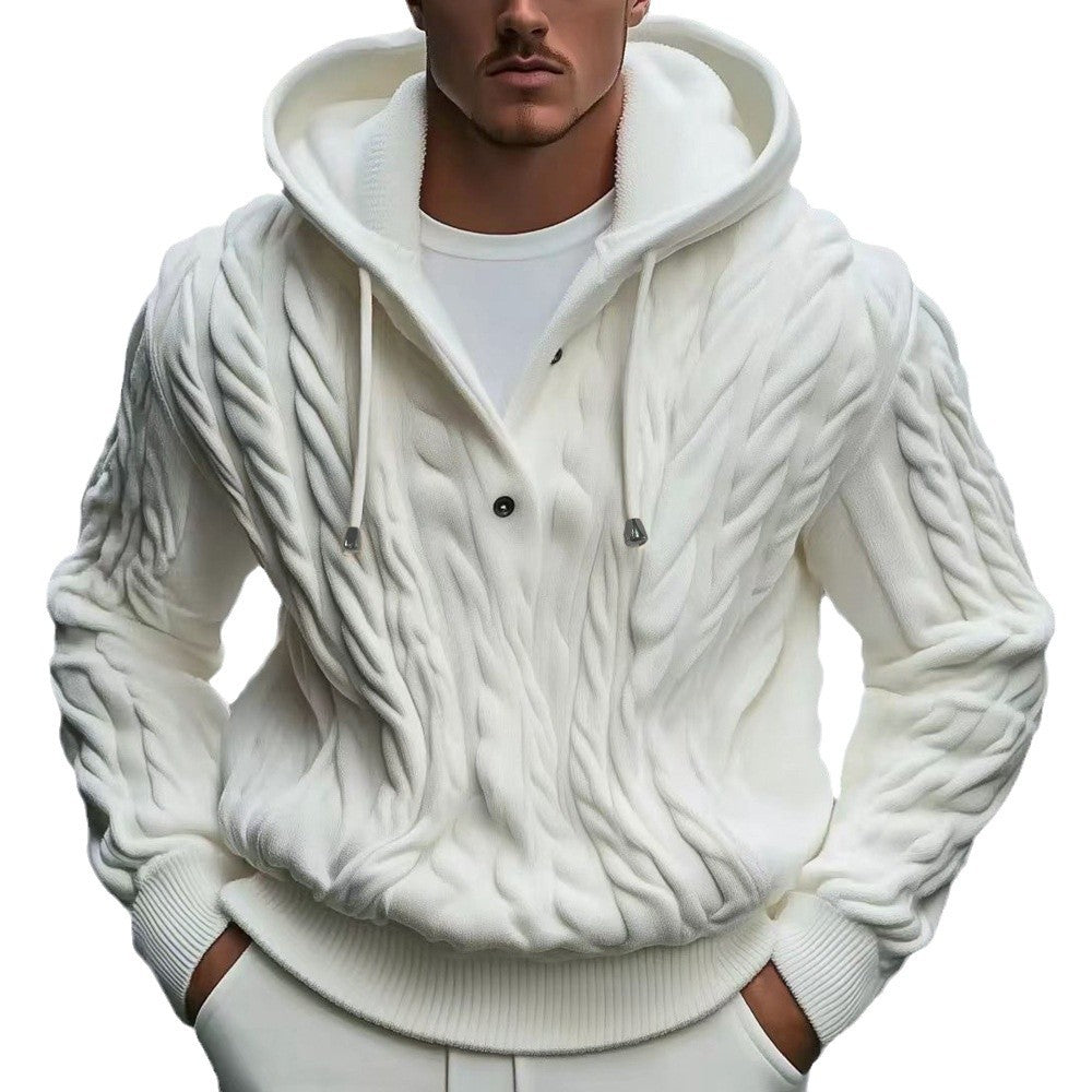 Herren gemütlicher Strickpullover mit Kapuze R&B