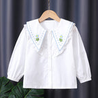 Mädchen Rüschenbluse mit besticktem Kragen R&B