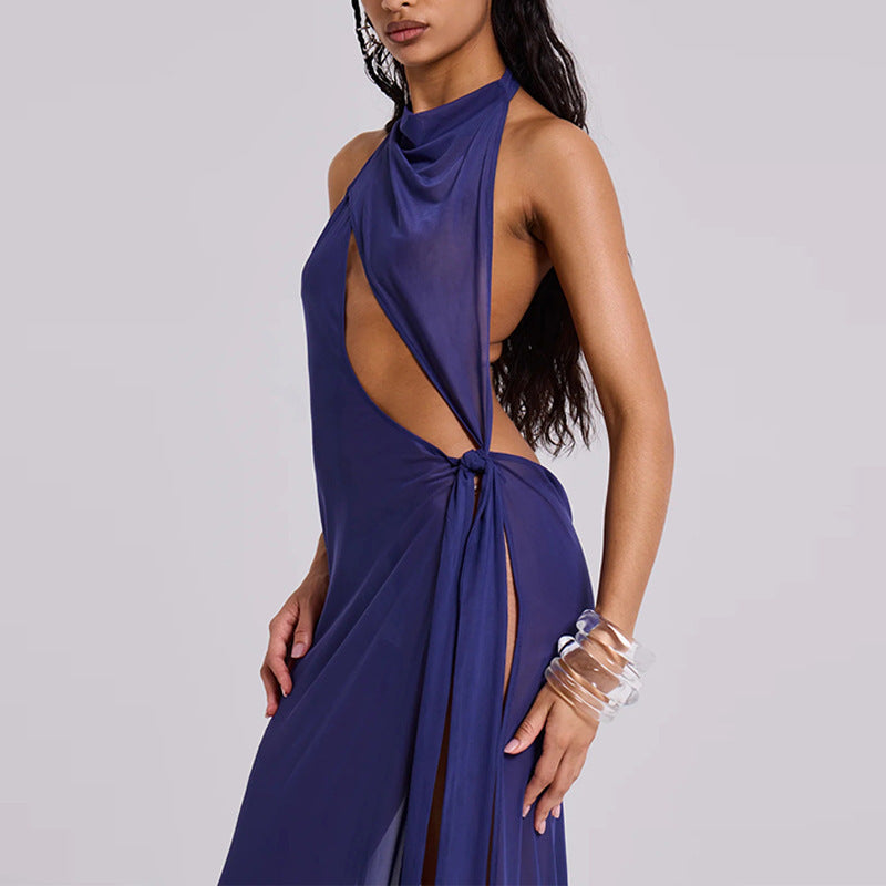Damen Elegantes Cut-Out Maxikleid R&B