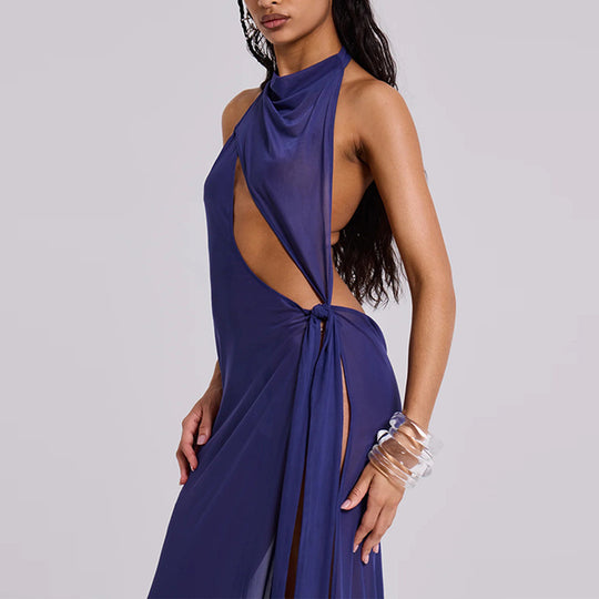 Damen Elegantes Cut-Out Maxikleid R&B