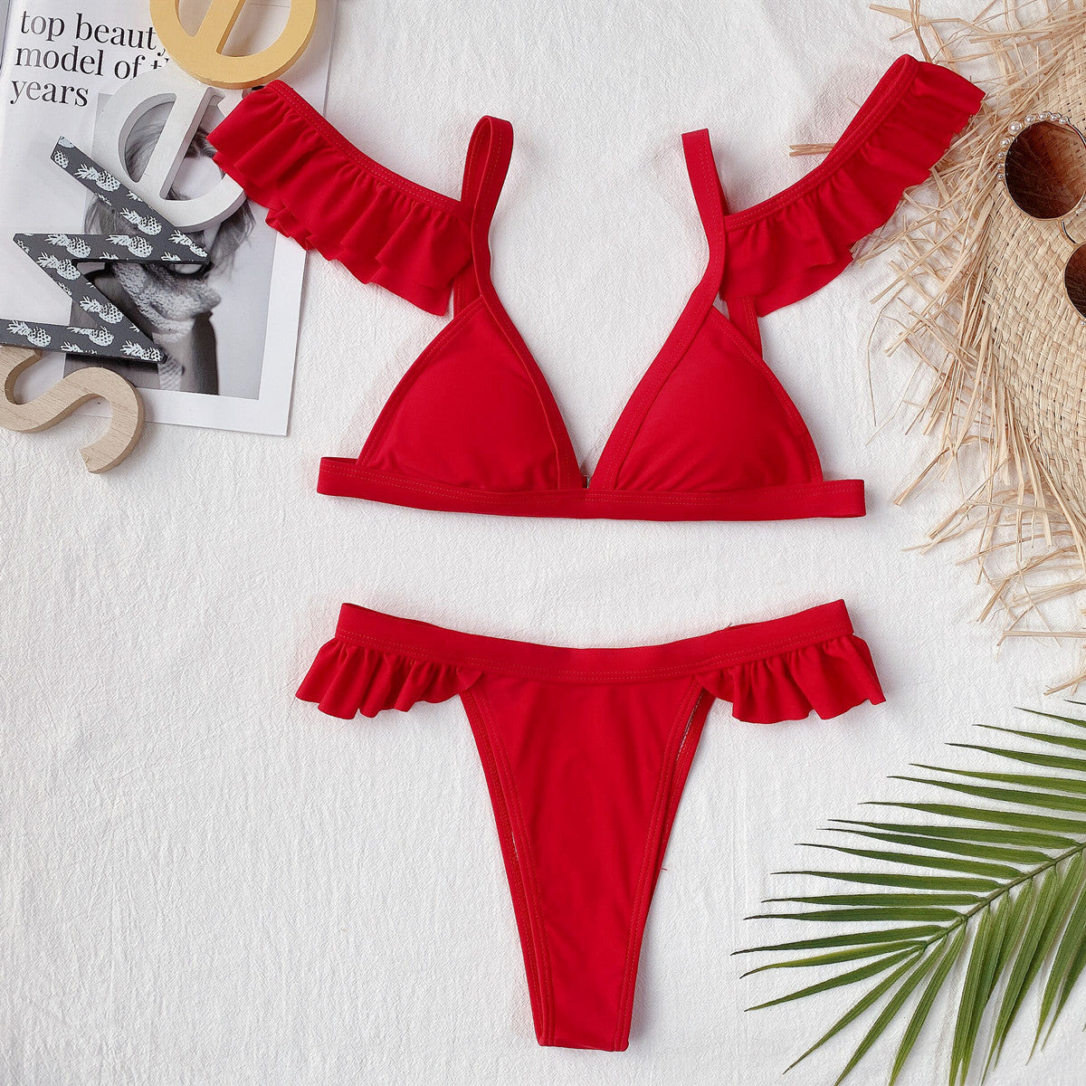 Damen sexy Bikini mit verspielten Rüschen