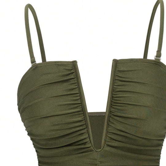 Damen One-Piece Badeanzug mit elegantem Wickelrock R&B
