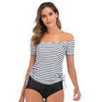 Damen Off-Shoulder Badeoberteil mit hohem Bund R&B