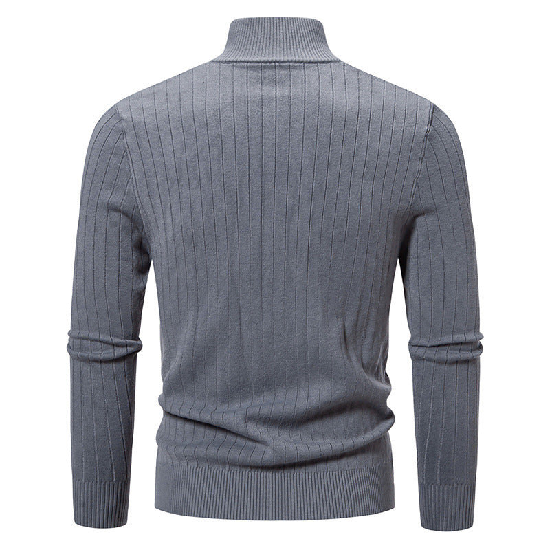 Herren eleganter Feinstrickpullover mit Stehkragen und Reißverschluss R&B