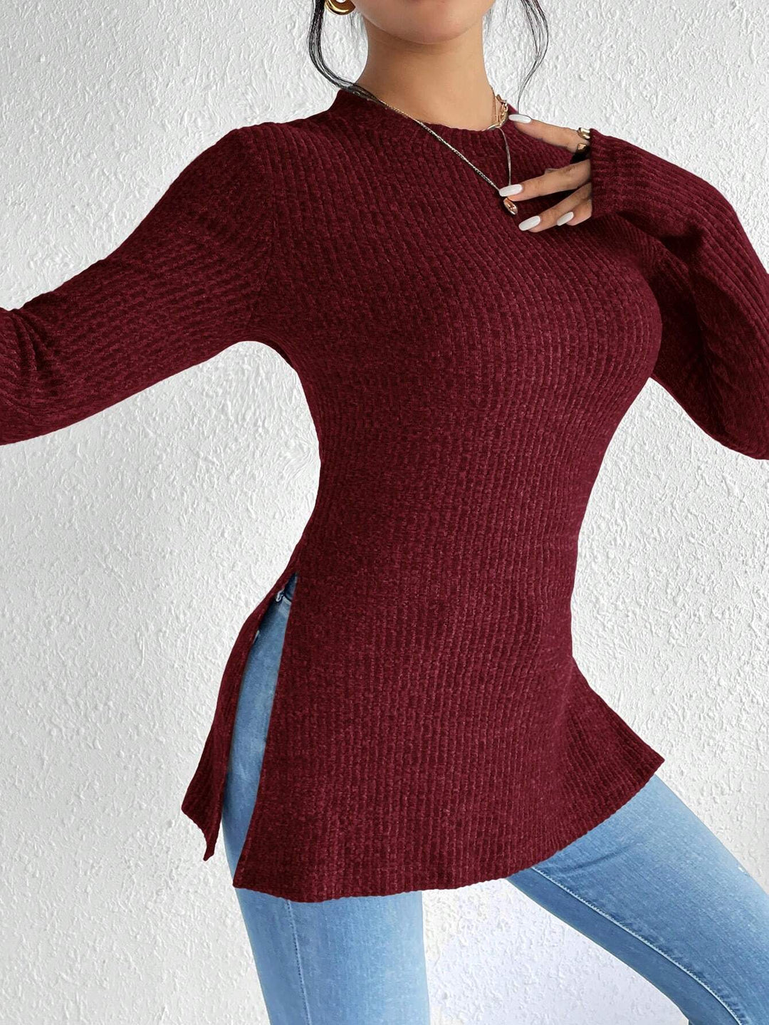 Damen Langärmliges Rippstrickoberteil R&B