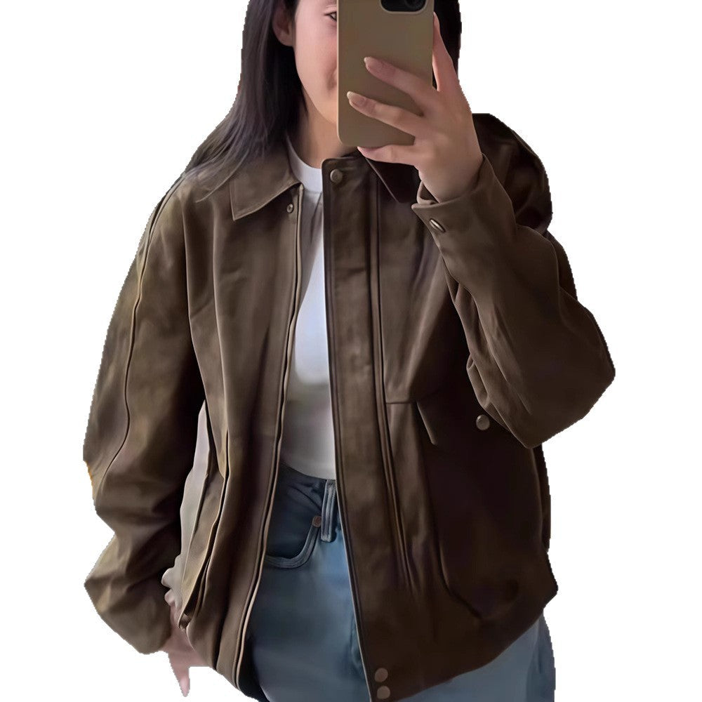 Damen Kunstlederjacke im lässigen Biker-Stil mit dezenten Ziernähten R&B